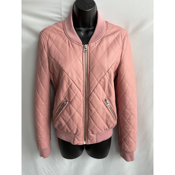 Thread and Supply Faux Leather Pink Quilted Jacket Barbiecore Cute Sze S Barbie - Picture 1 of 11